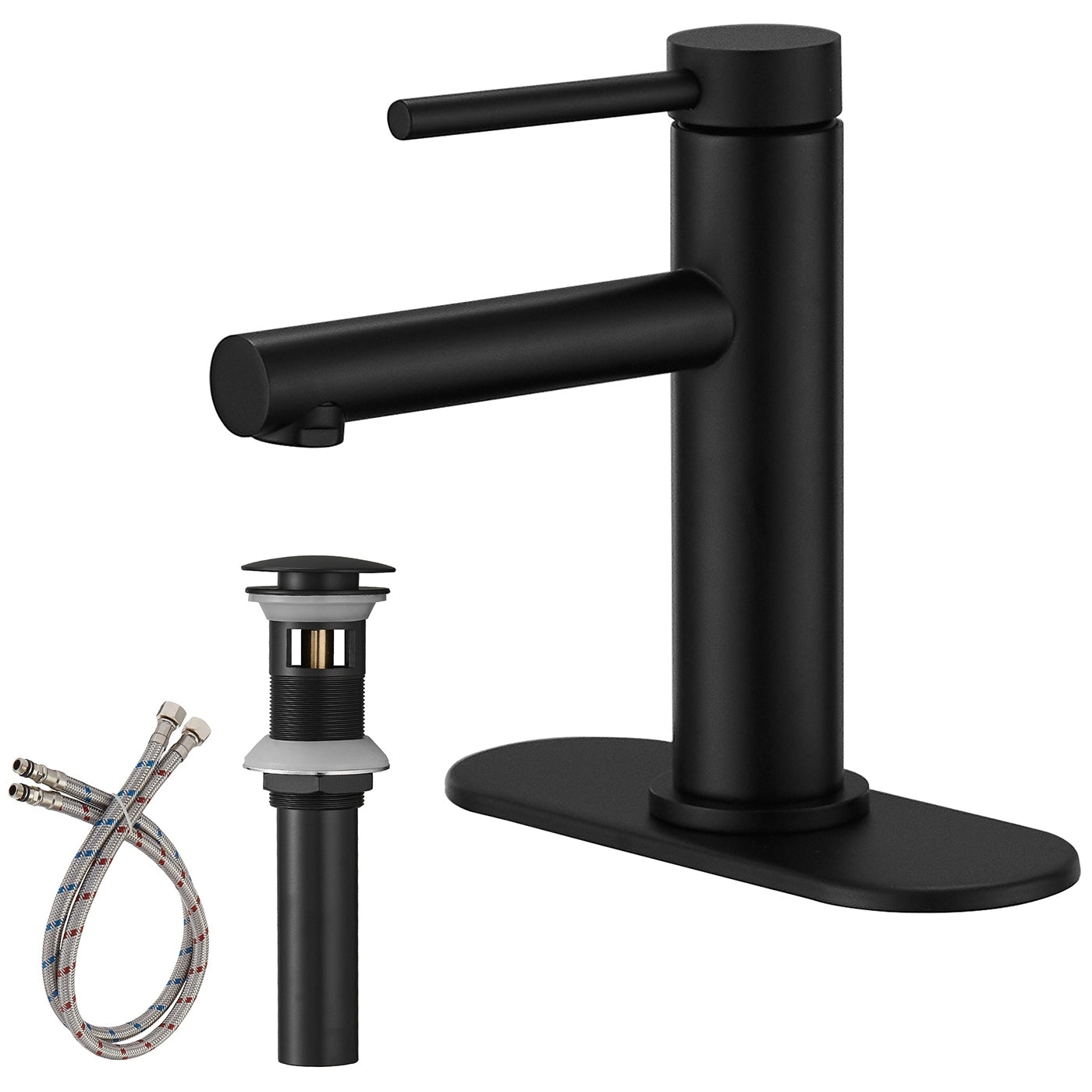 Matte Black Single-Handle Bathroom Faucet with Single Hole