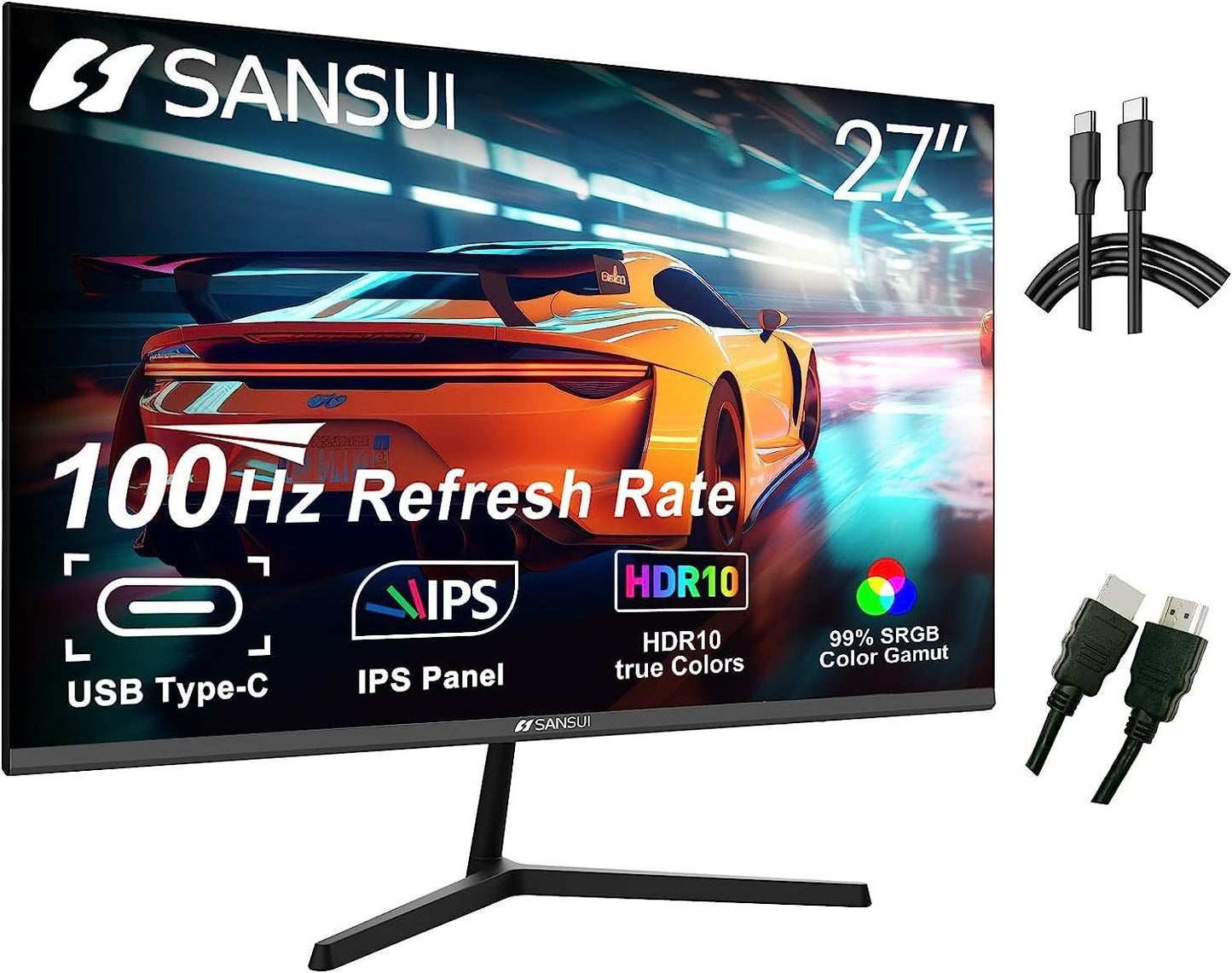 27 Sansui Computer Monitor with 100Hz Refresh Rate and HDR10 Support