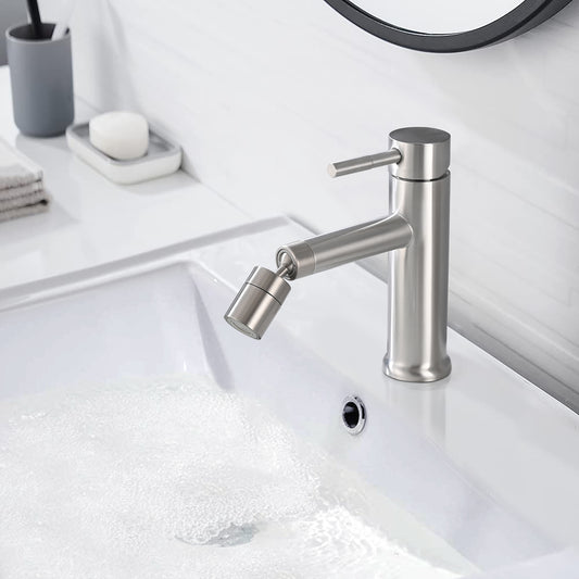 2 Mode Brushed Nickel Bathroom Faucet with 360° Rotating Aerator