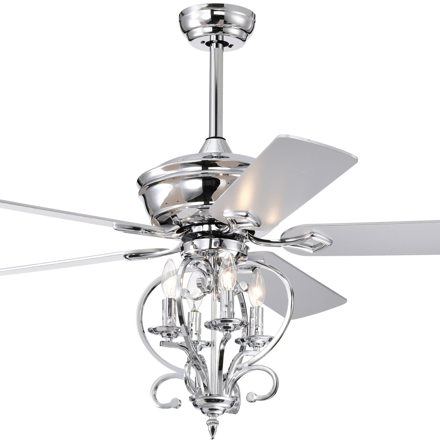 52-inch Silver Traditional Ceiling Fan with Reversible Airflow and Remote Control