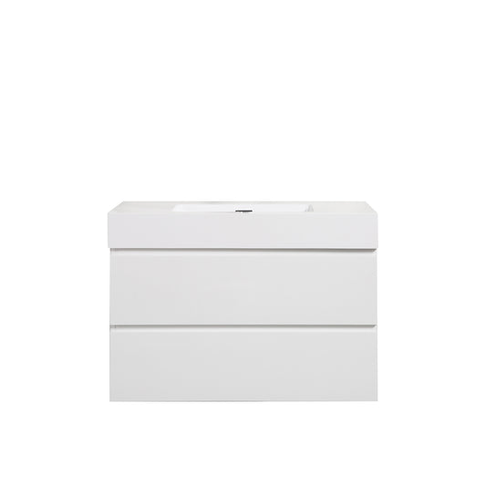 Alice-36W-201,Wall mount cabinet WITHOUT basin,White color,With two drawers