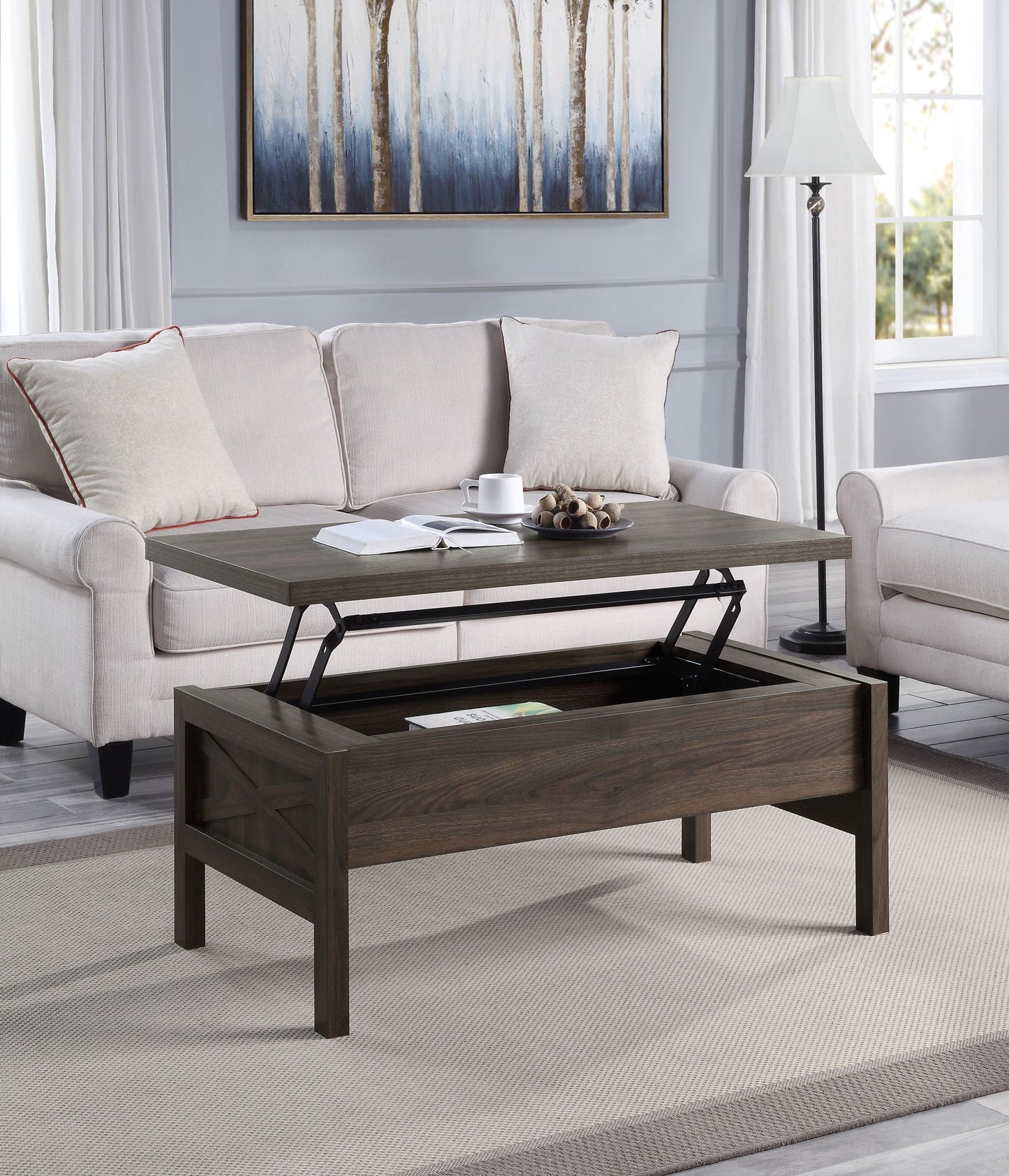 Harel Walnut Finish Lift-Top Coffee Table