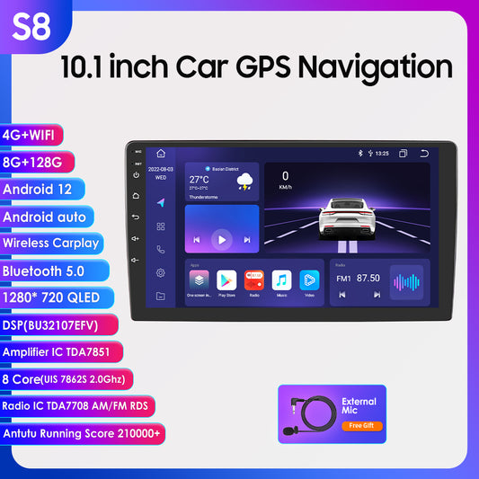 8S Series 10.1-inch Touchscreen Android 12 Car GPS Stereo with QLED Display