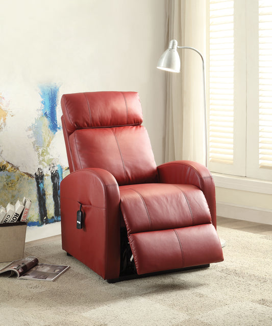 Red PU Power Lift Recliner by Ricardo - Contemporary Style