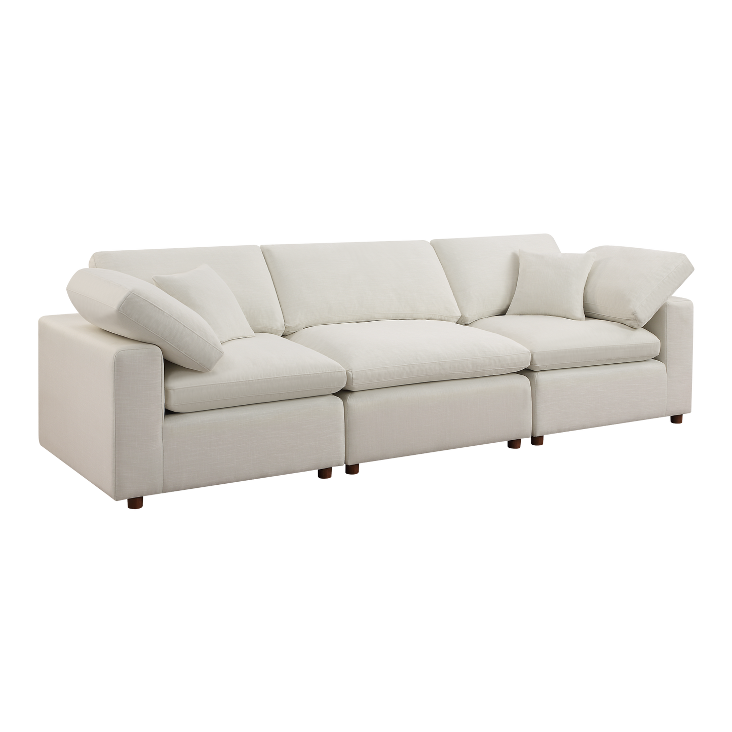 White Self-Customizable Modular Sectional Sofa Set with Down Feather Fill