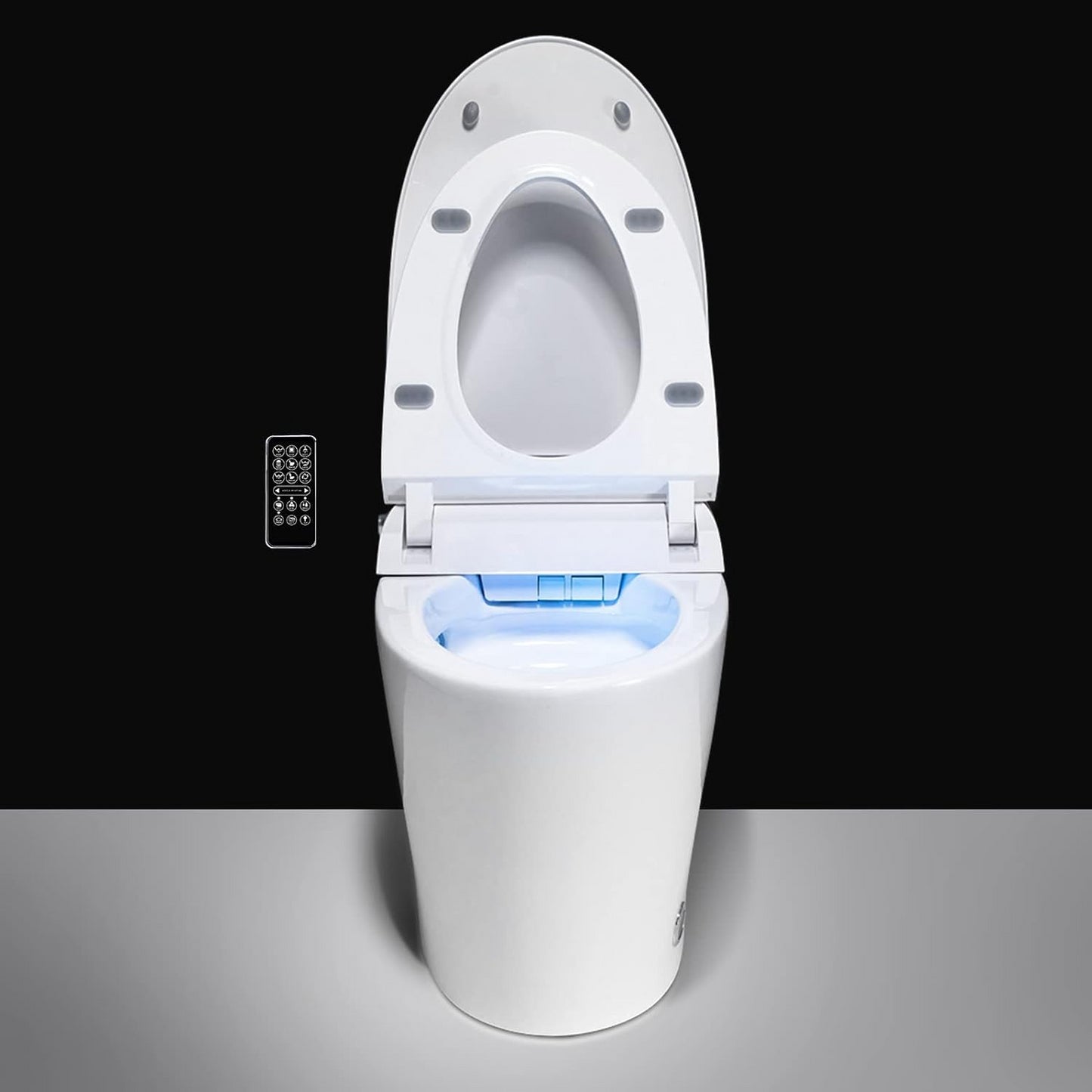 Smart Toilet, Auto Flush, Heated Integrated Advance Bidet and Soft Closing Seat, Massage Washing, Open & Close, Multi Function Remote Temperature Control