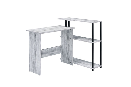 Functional Antique White and Black Writing Desk with Storage Shelves