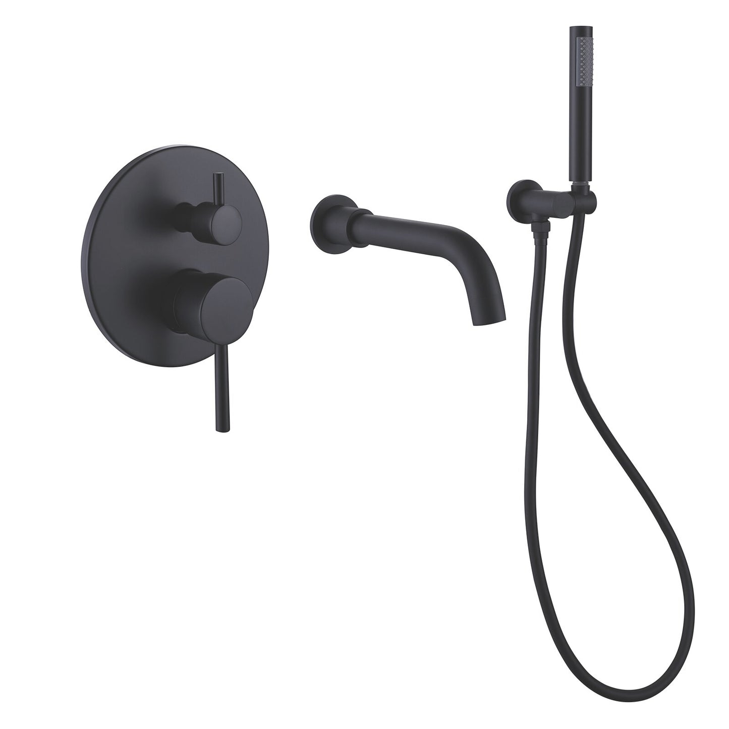 Matte Black 1-Handle Tub and Shower Faucet Set with Handheld Spray