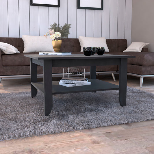 San Jose Coffee Table with Black Wengue Finish and Storage Shelf