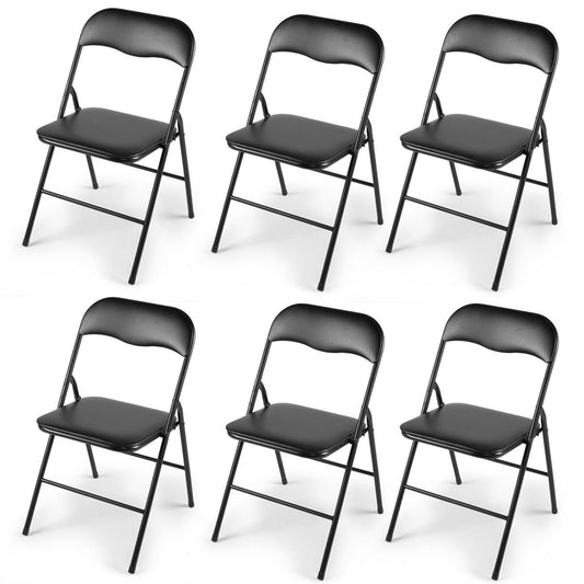 Plastic Folding Chair, Party Chairs 6 Pack, Stackable Indoor Outdoor Chair 300 lbs Capacity, for Wedding Backyard Events Meeting House Festivals Dinner, Black