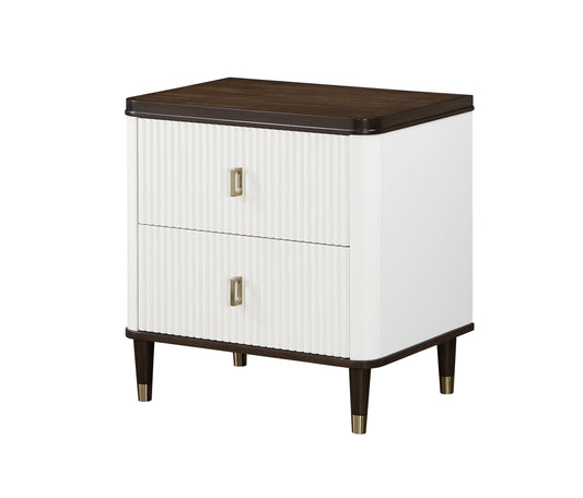 Carena Nightstand w/USB, White & Brown Finish BD02028