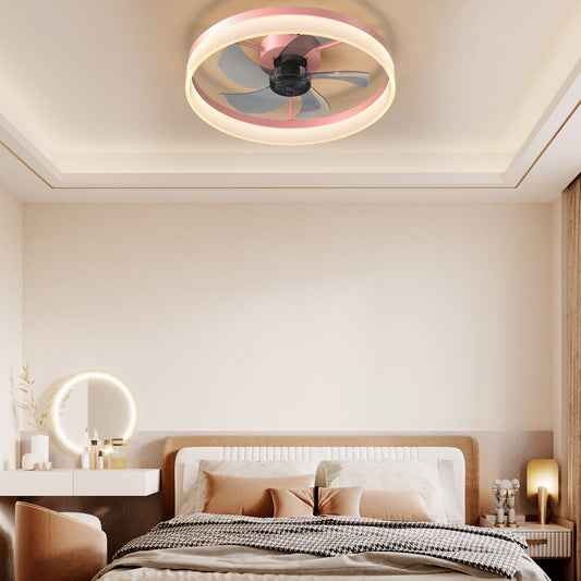 Pink Dimmable LED Ceiling Fan with Modern Design and Silent Operation