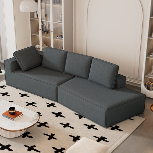 Modern Grey Chaise Lounge Sofa with Clean Lines