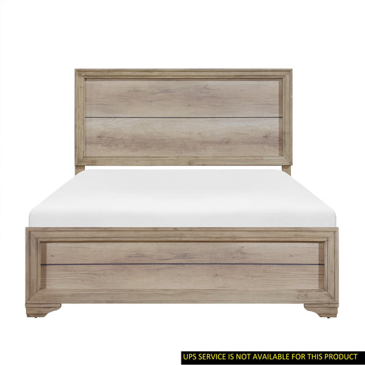 Contemporary Look Natural Finish Queen Bed 1pc Premium Melamine Board Wooden Bedroom Furniture