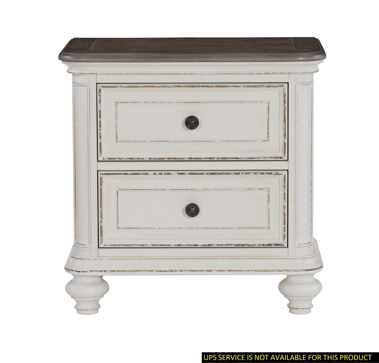 Antique White and Brown-Gray Finish1pc Nightstand of Drawers Black Knobs Traditional Design Bedroom Furniture