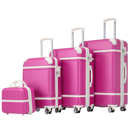 Hardshell Luggage Sets 4 Pieces 20"+24"+28" Luggages and Cosmetic Case Spinner Suitcase with TSA Lock  Lightweight