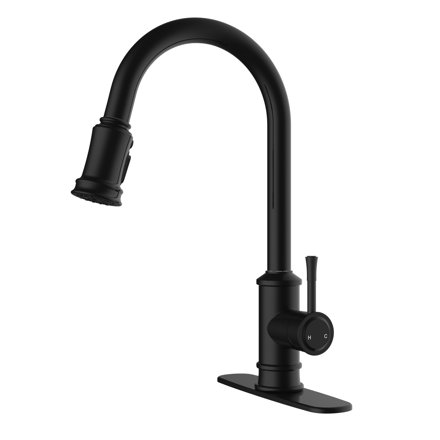 Kitchen Faucet- 3 Modes Pull Down Sprayer Kitchen Tap Faucet Head, Single Handle&Deck Plate for 1or3 Holes, 360° Rotation, Stainless Steel No Lead for RV Bar Home, Black