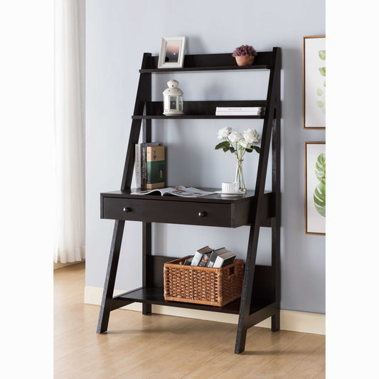 Modern Red Cocoa Ladder Desk with Storage Shelves and Drawer