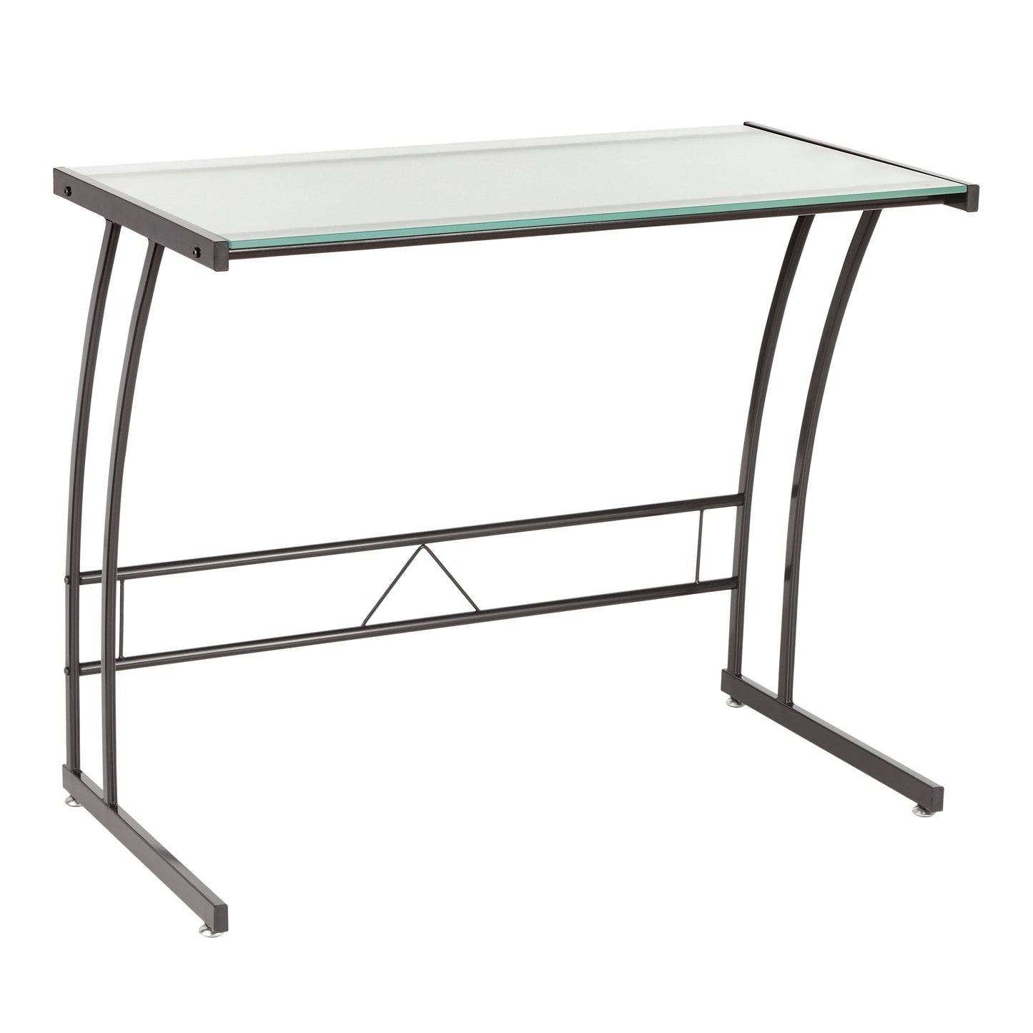 Modern White Glass-Top Desk with Black Metal Frame for Workspace by LumiSource