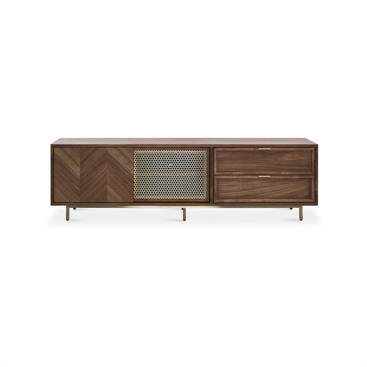 Modern Walnut Wood TV Stand with Drawers for Stylish Home Entertainment