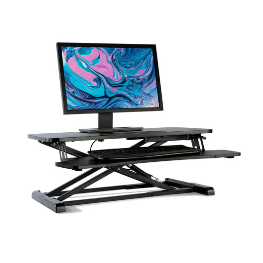 Elevate Ergonomic Black Standing Desk Converter - Gas Spring, Desktop Riser