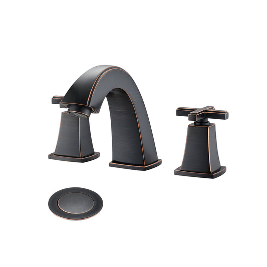 8 Inch 2-Handle Bathroom Faucet with Drain Assembly, Oil-Rubbed Bronze