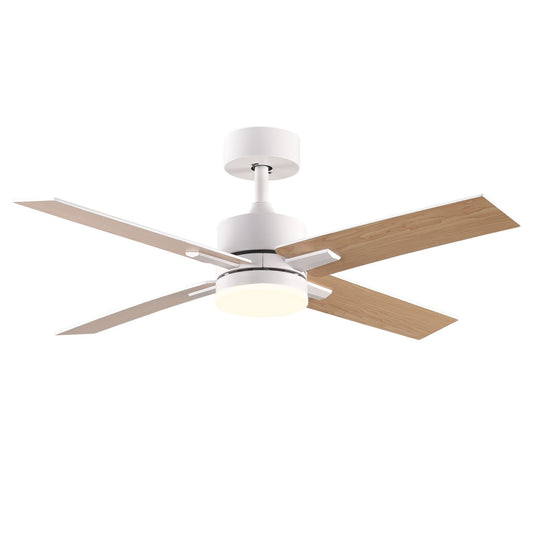 44 Inch White Modern Ceiling Fan with Remote Control for All Seasons