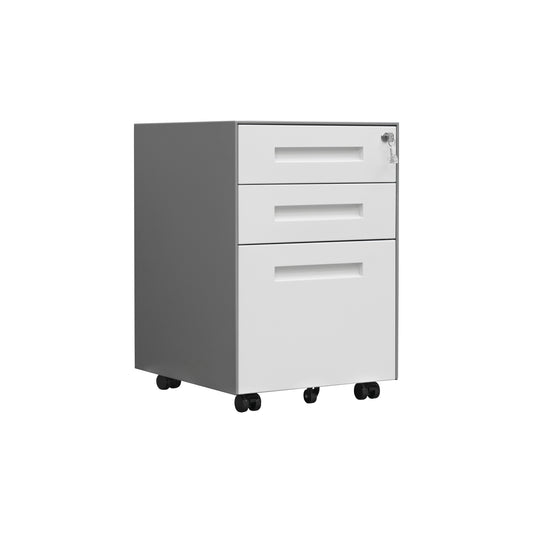 Steel File Cabinet with 3 Drawers, Lock, and Mobile Design for Home/Office