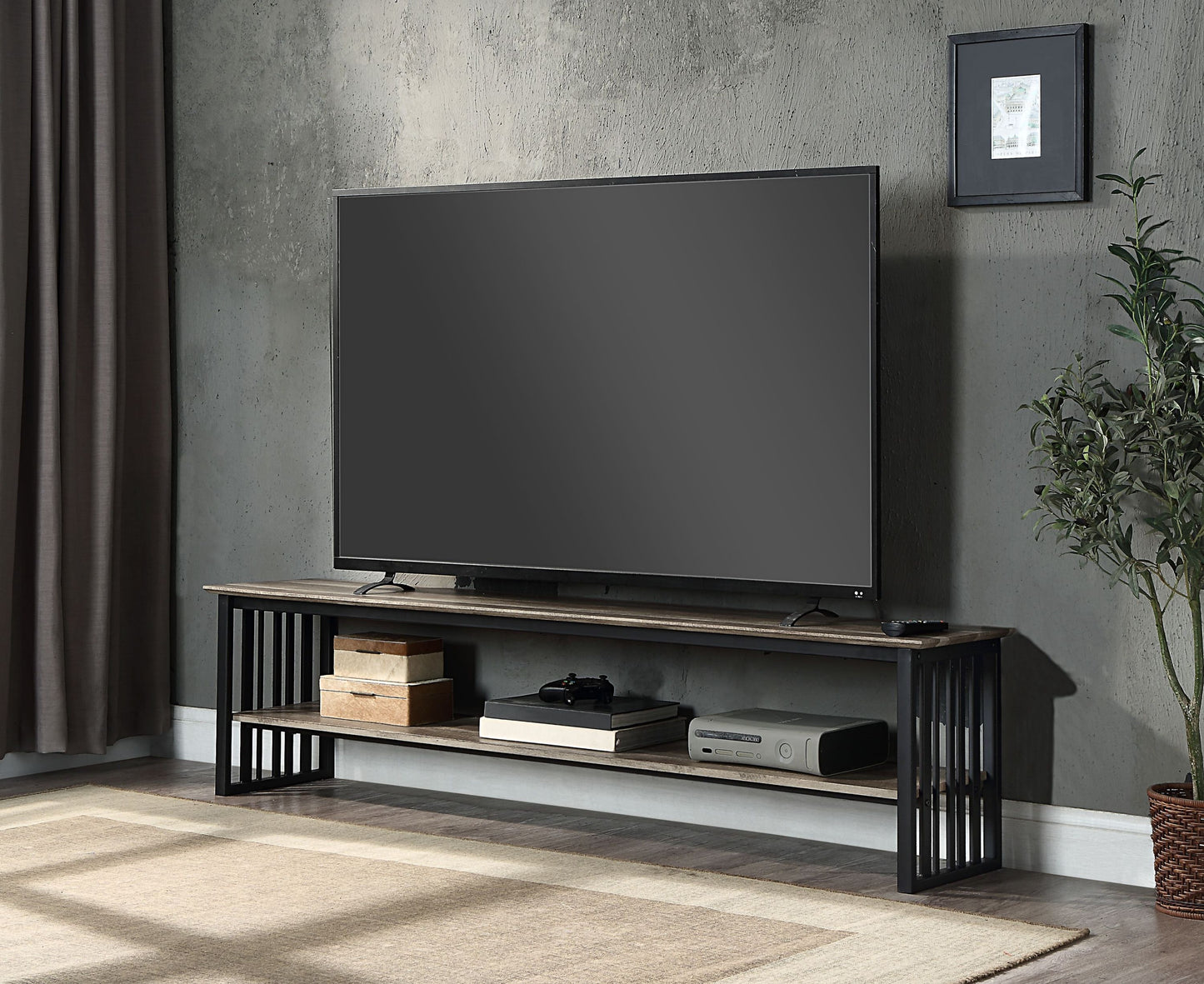 Zudora Antique Oak & Black TV Stand LV01754