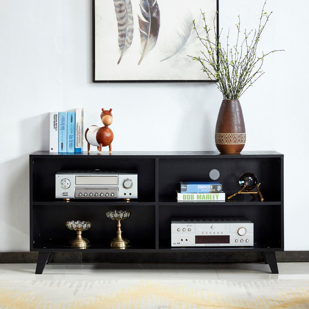 52 Sleek Black Wood TV Stand Console