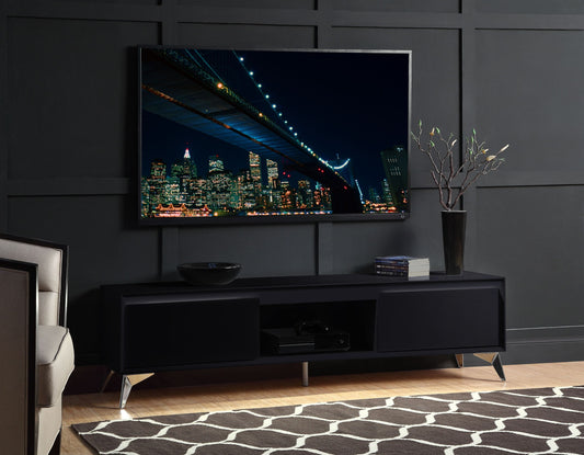 Raceloma LED Black and Chrome TV Stand with Modern Design 91994