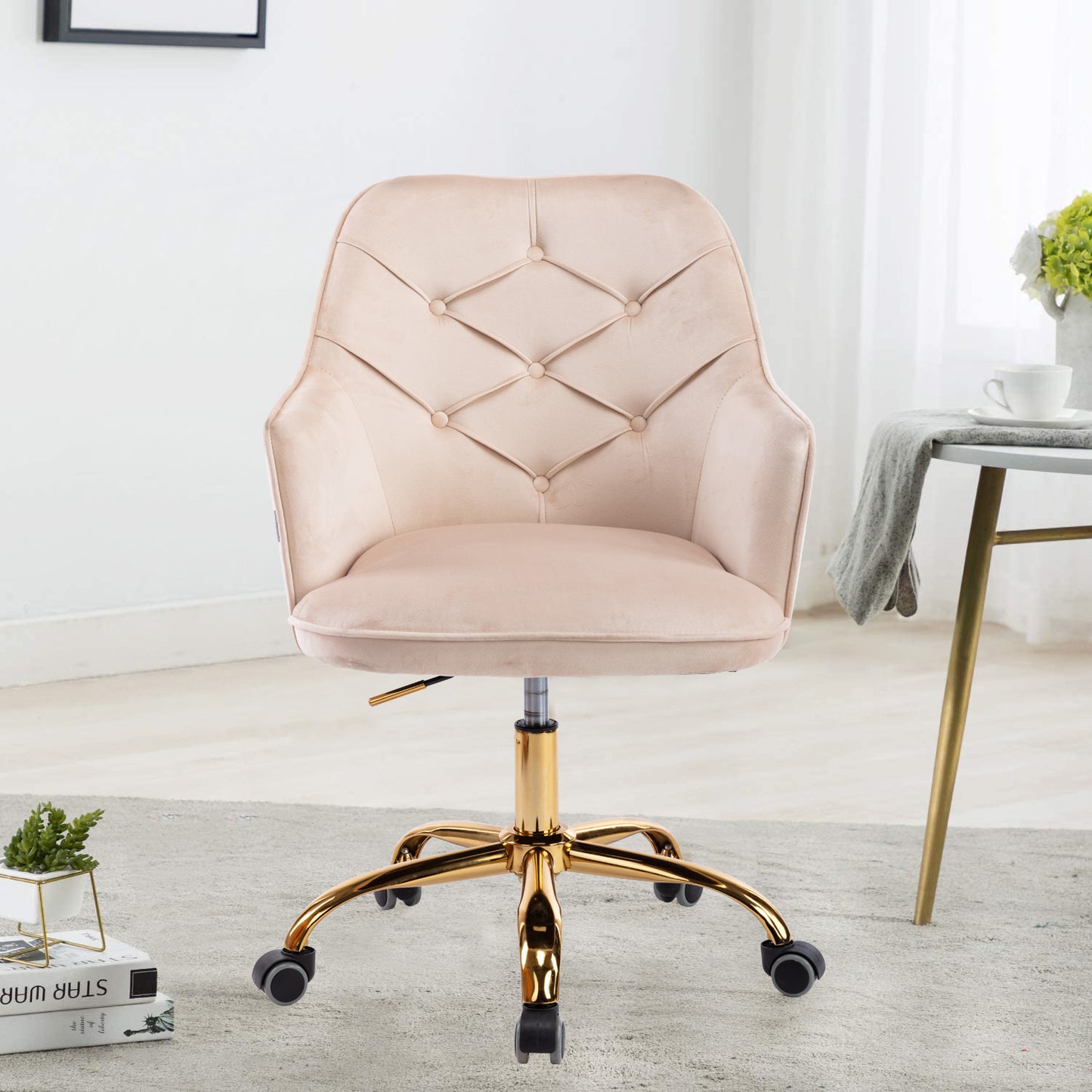 Velvet Swivel Shell Chair for Living Room ,Office chair , Modern Leisure Arm Chair  Beige