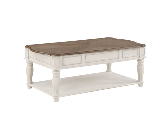 Florian Lift Top Coffee Table in Elegant Oak & Antique White Design LV01662