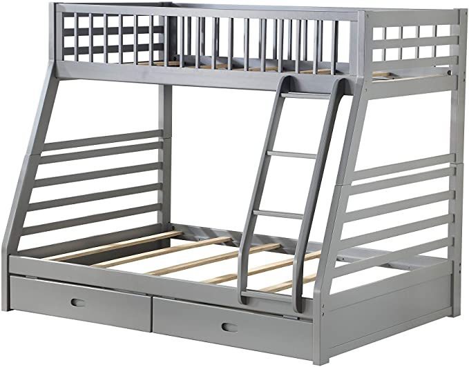 Jason Twin/Full Bunk Bed with Storage and Gray Finish