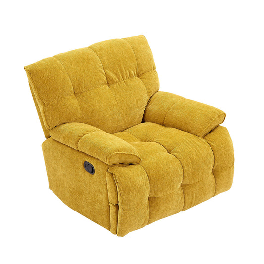 Yellow Plaid Backrest Swivel Rocking Recliner Chair