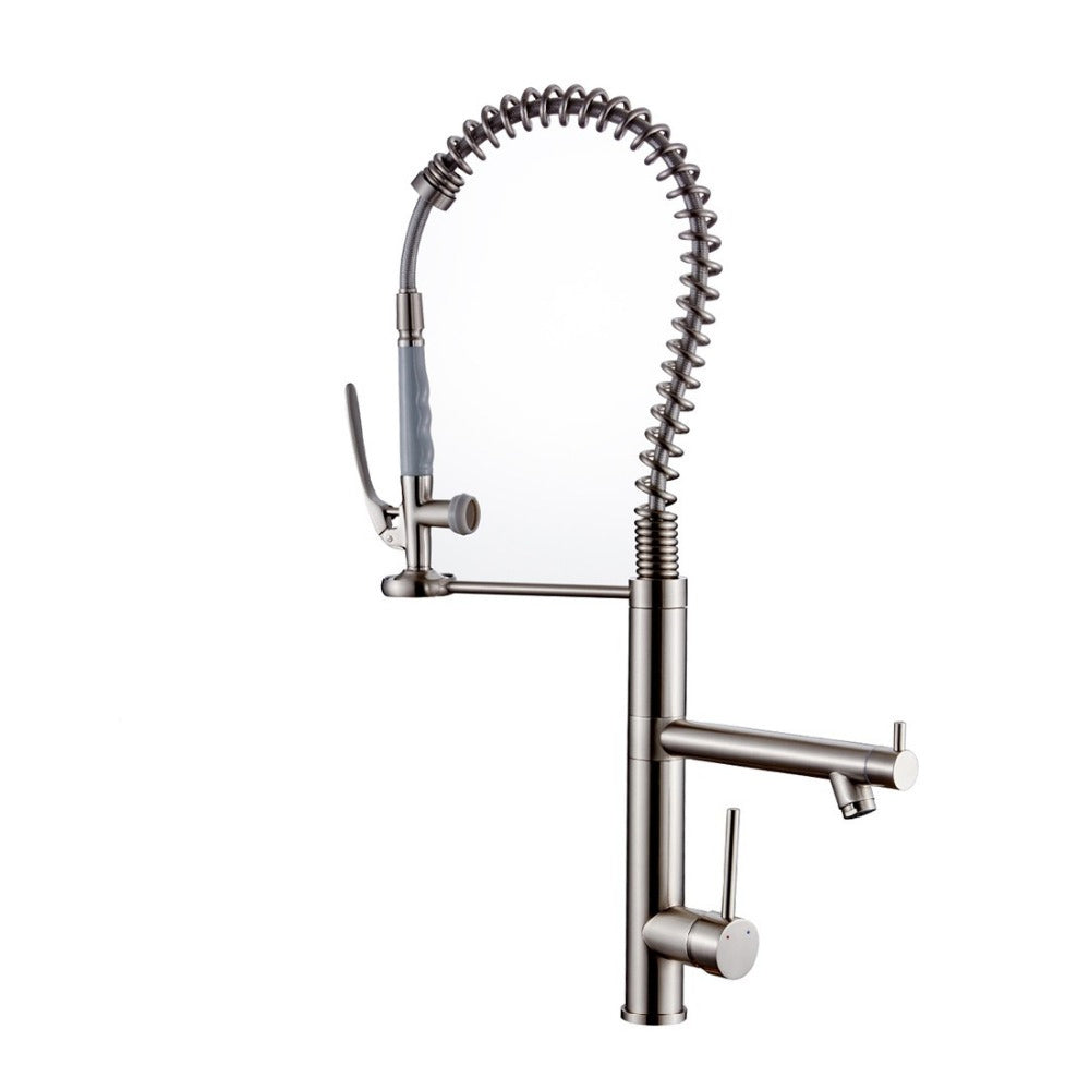 Kitchen Faucet with Pull Down Sprayer Brushed Nickel Stainless Steel Single Handle 
 Kitchen Sink Faucets