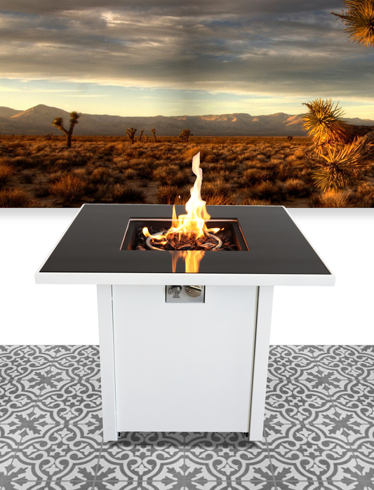 Contempo Propane Fire Pit Table with White Steel Finish