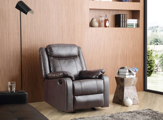 Comfortable Dark Brown Rocker Recliner with Steel Frame Mechanism