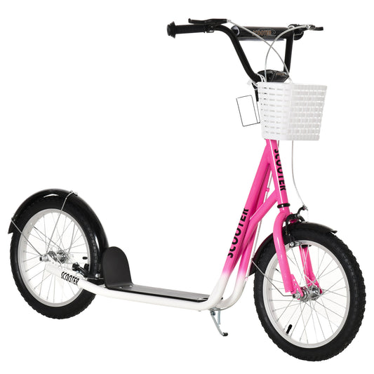 Adjustable Pink Youth Scooter with Inflatable Tires and Accessories