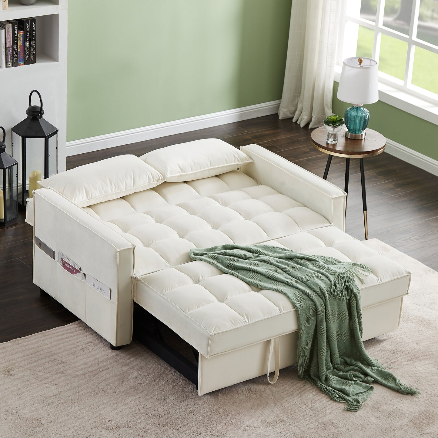 Elegant 2061 Two-Seater Beige Velvet Sofa