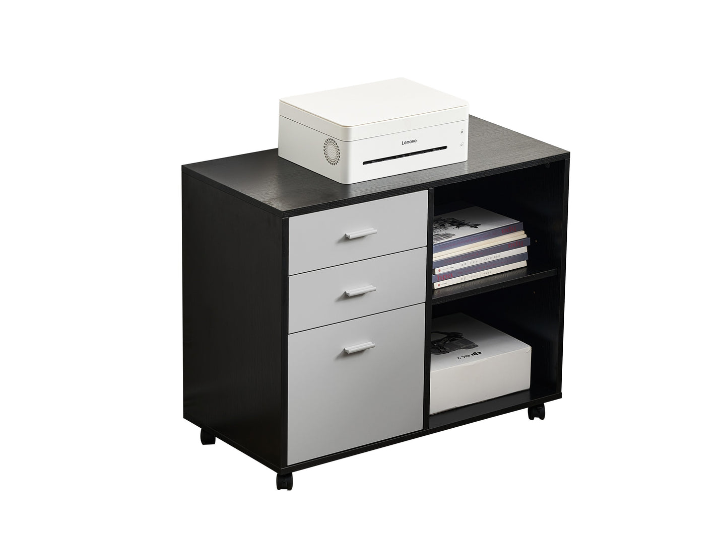 Home Office 3-Drawer File Cabinet with Printer Stand