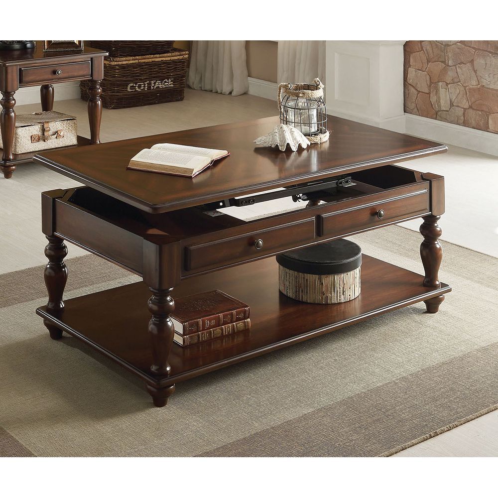 Walnut Farrel Coffee Table with Lift Top and Storage Compartments