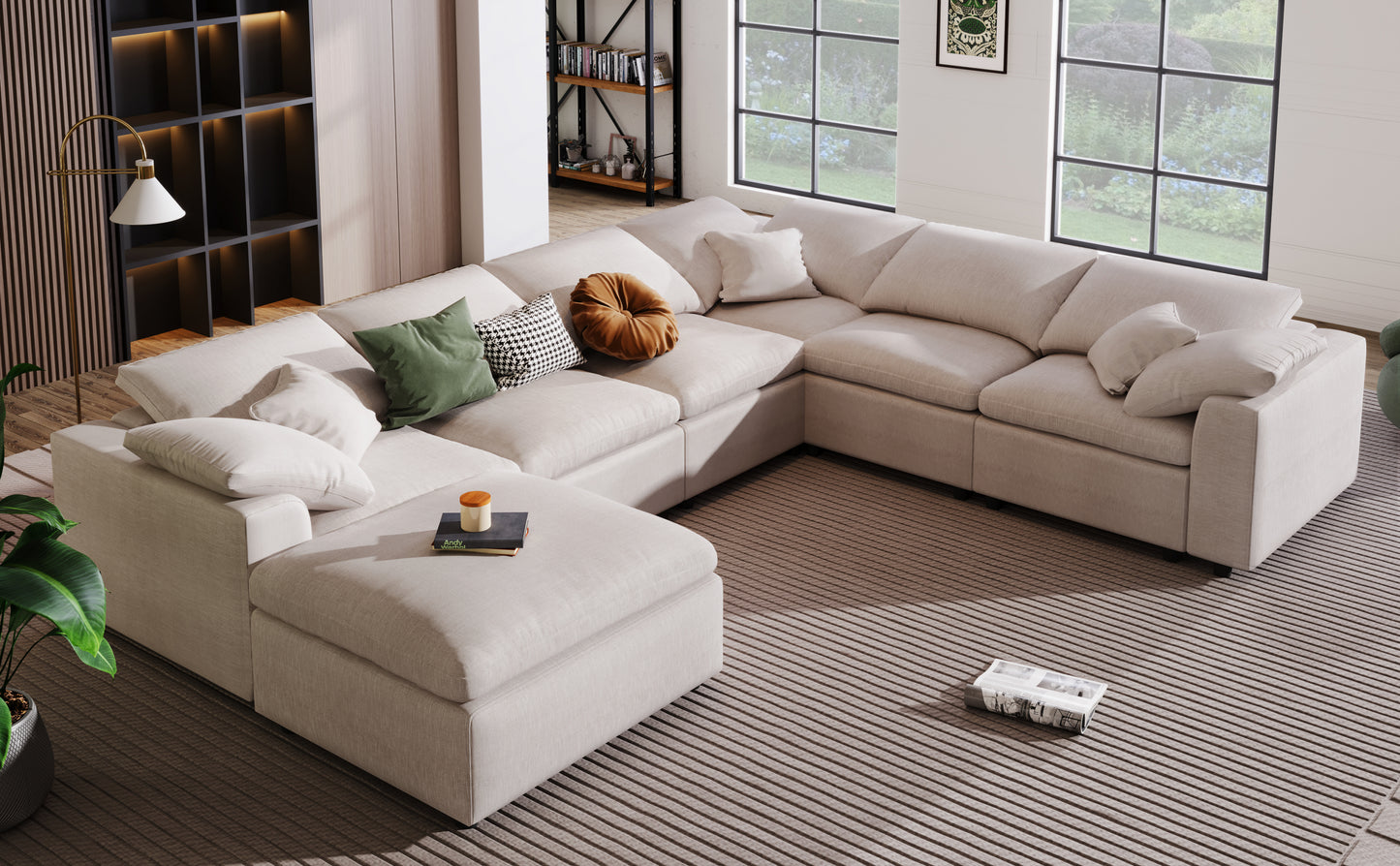 U_Style Oversized Modular Sectional Sofa with Ottoman L Shaped Corner Sectional for Living Room, Office, Spacious Space