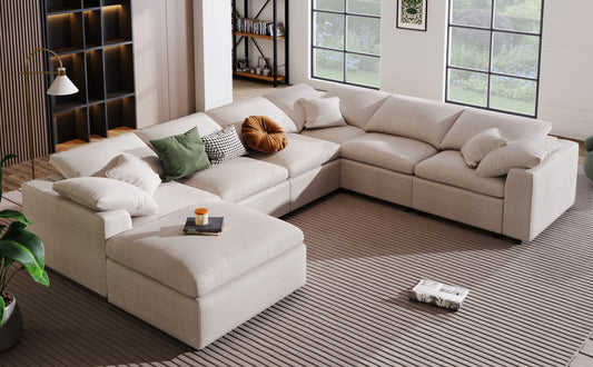 U_Style Oversized Modular Sectional Sofa with Ottoman L Shaped Corner Sectional for Living Room, Office, Spacious Space