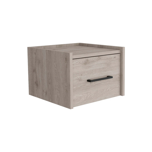 Boa Floating Nightstand, Wall-Mounted Single Drawer Design with Handle- Light Grey - Bedroom