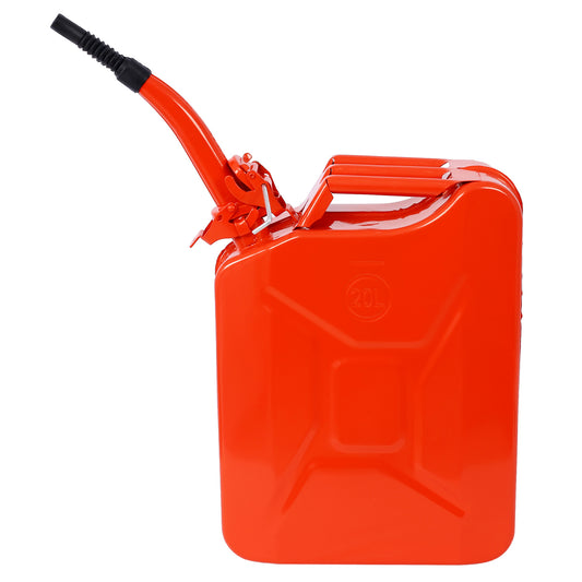 20 Liter (5 Gallon) Jerry Fuel Can with Flexible Spout, Portable Jerry Cans Fuel Tank Steel Fuel Can, Fuels Gasoline Cars, Trucks, Equipment, RED