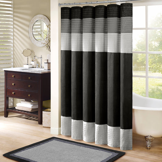 Silk Elegance Shower Curtain with Pintucked Details