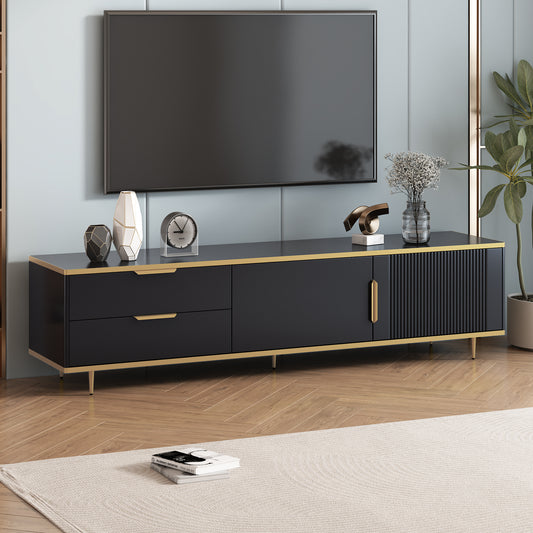 Luxurious Modern TV Console with 2 Drawers and 2 Cabinets for 65+ Inch TV