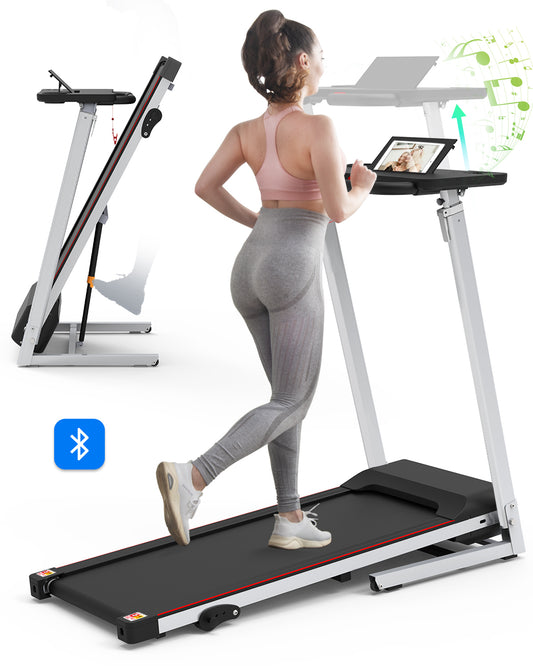 Folding Treadmill with Desk for Home - 265lbs Foldable Treadmill Running Machine, Electric Treadmill Exercise for Small Apartment Home Gym Fitness Jogging Walking