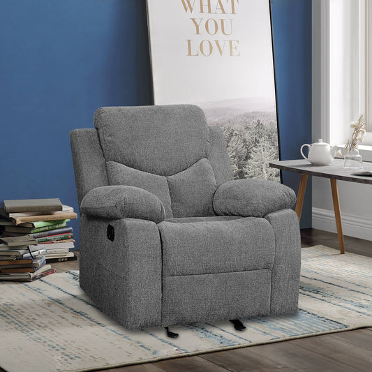 Gray Chenille Glider Recliner with Motion Function